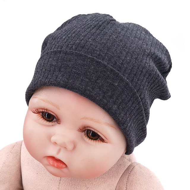 Miękkie bawełniane czapki beanie dla noworodków, niemowląt i dzieci - prążkowane, dla dziewcząt i chłopców - Wianko - 1