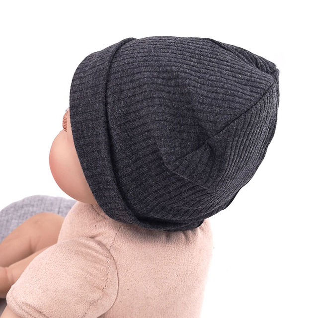 Miękkie bawełniane czapki beanie dla noworodków, niemowląt i dzieci - prążkowane, dla dziewcząt i chłopców - Wianko - 2