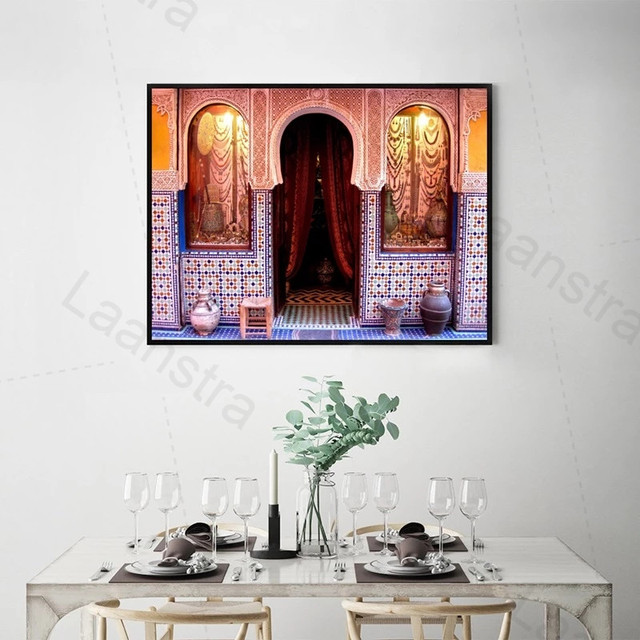 Obraz na płótnie arabska tapeta abstrakcyjna w kształcie łuku maroko HD drukowanie obrazu salon sypialnia dekoracja - Wianko - 4