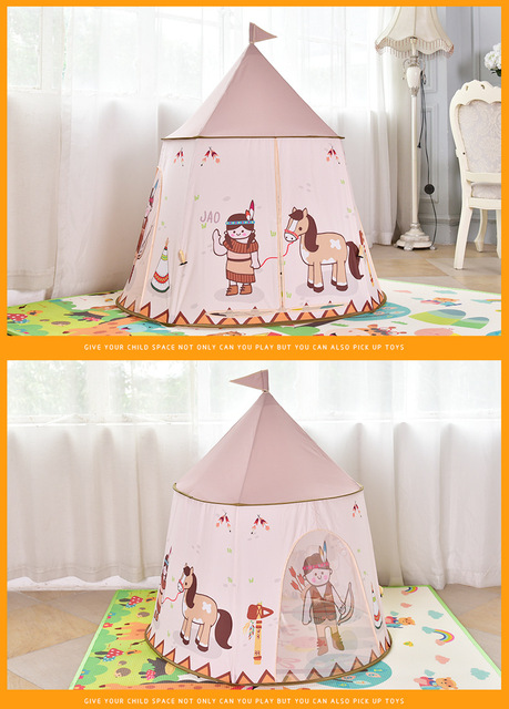 Namiot kempingowy dla dzieci Indian Tribe Play - duży domek do zabawy w plemienne motywy, składany i przenośny z oświetleniem - Wianko - 2