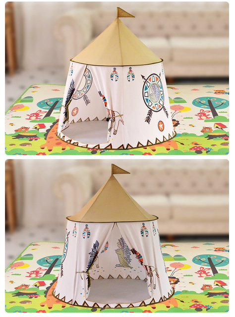 Namiot kempingowy dla dzieci Indian Tribe Play - duży domek do zabawy w plemienne motywy, składany i przenośny z oświetleniem - Wianko - 7