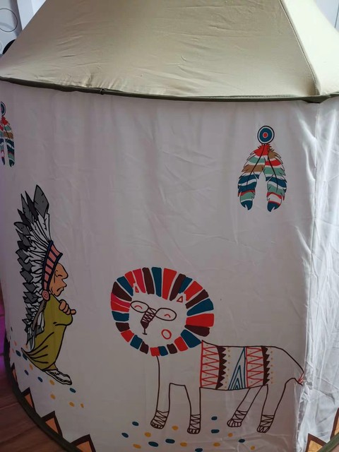 Namiot kempingowy dla dzieci Indian Tribe Play - duży domek do zabawy w plemienne motywy, składany i przenośny z oświetleniem - Wianko - 27