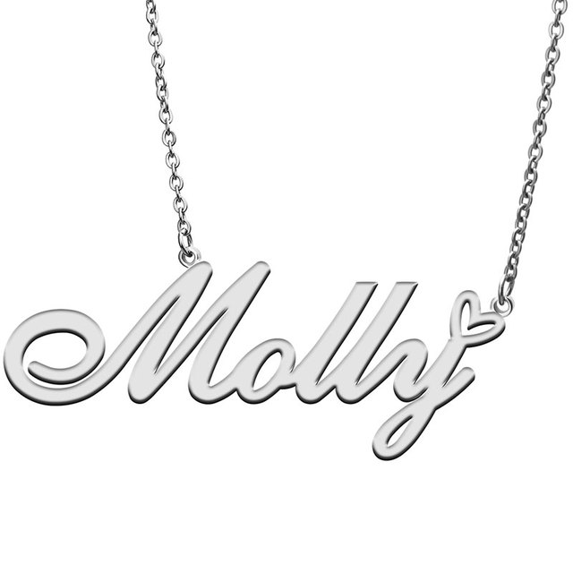 Naszyjnik Matka-Dziecko Love Heart Molly z tabliczką znamionową, stal nierdzewna, złoto i srebro, dla kobiet i dziewcząt - Wianko - 2
