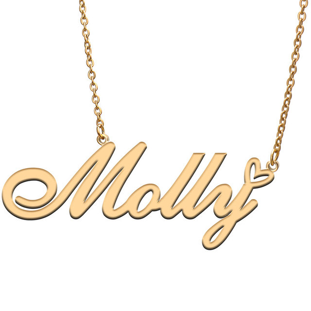 Naszyjnik Matka-Dziecko Love Heart Molly z tabliczką znamionową, stal nierdzewna, złoto i srebro, dla kobiet i dziewcząt - Wianko - 1