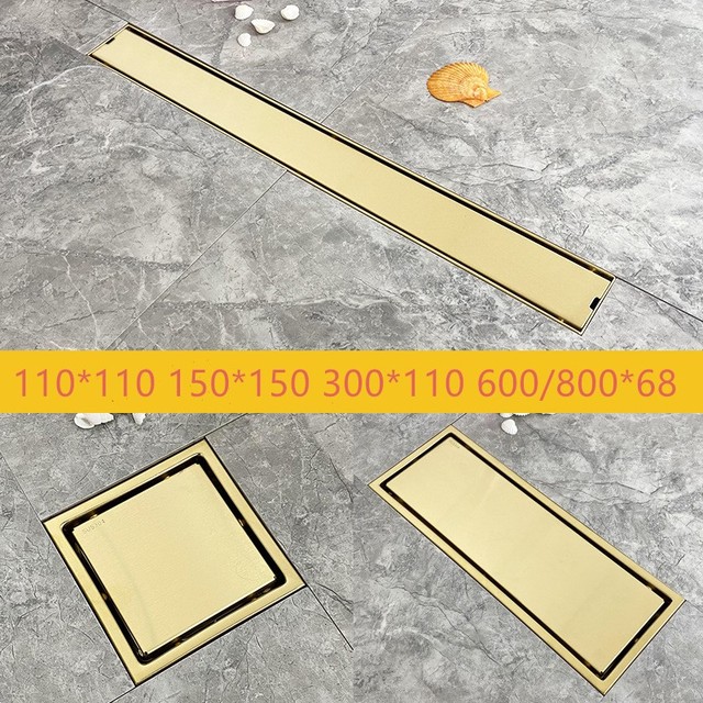 Złoty odpływ prysznicowy podłogowy ze stali nierdzewnej, wysokiej jakości - 110*110 mm - Wianko - 1