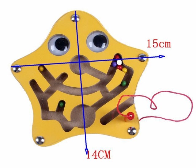 Drewniany labirynt magnetyczny dla dzieci - zabawka edukacyjna z koralikami - Wianko - 3