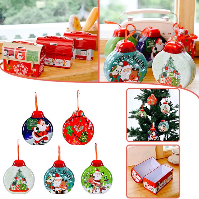 Słodka metalowa skarbonka i dekoracja na choinkę - Mikołajek Cartoon Santa w pudełku - idealny prezent na Boże Narodzenie J8 - Wianko - 3