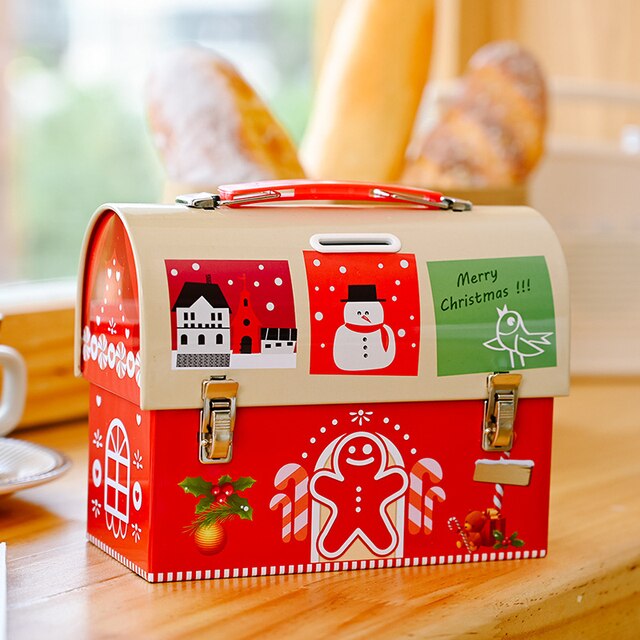 Słodka metalowa skarbonka i dekoracja na choinkę - Mikołajek Cartoon Santa w pudełku - idealny prezent na Boże Narodzenie J8 - Wianko - 8
