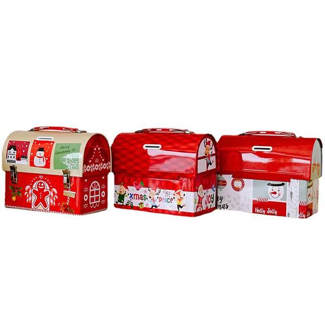 Słodka metalowa skarbonka i dekoracja na choinkę - Mikołajek Cartoon Santa w pudełku - idealny prezent na Boże Narodzenie J8 - Wianko - 2