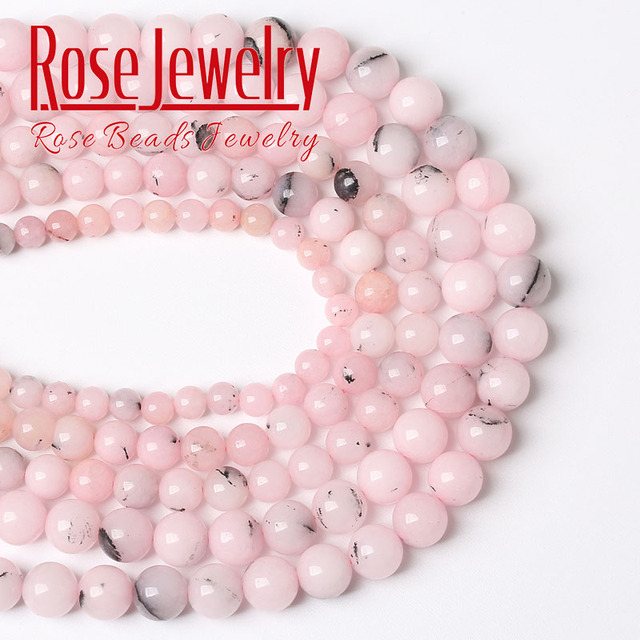 Naturalne różowe opalowe koraliki okrągłe 6-12mm - kamienne luźne paciorki do tworzenia biżuterii DIY - Wianko - 13