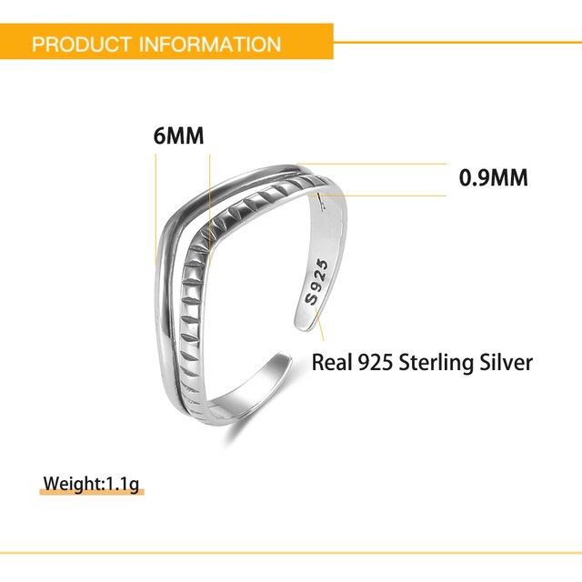 Pierścień o rozmiarze regulowanym, wykonany z prawdziwego tajskiego srebra 925, bez alergii, dla kobiet i mężczyzn - Wianko - 2