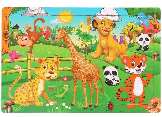 Drewniane puzzle zwierząt dla dzieci, 3D, edukacyjne - Wianko - 2