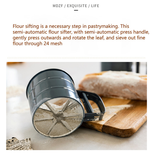 Ręczne sito do przesiewania mąki ze stali nierdzewnej w stylu zachodnim - akcesorium do gotowania w kuchni - Wianko - 2