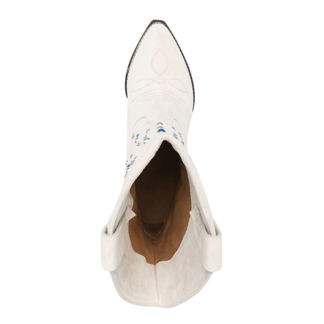 Nowa europejska i amerykańska Retro haftowana skórzana biała buty wskazane na niskim obcasie - Wianko - 22