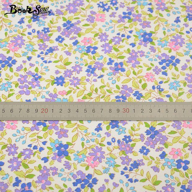 100% bawełniana tkanina typu diagonal w fioletowym i niebieskim kwiatowym wzorze - pościel, tekstylia domowe, pikowana tkanina huśtawka, dla lalek - Wianko - 3