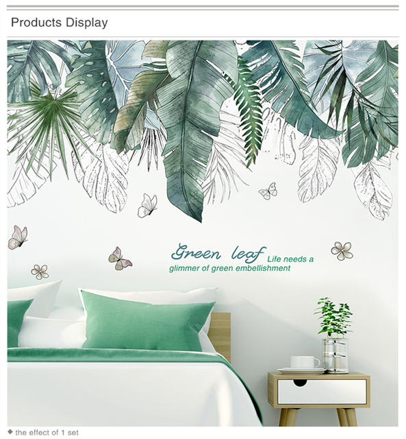 Naklejki ścienne DIY z tropikalnymi liśćmi drzewa - dekoracja roślinna do salonu, sypialni i kuchni - Wianko - 4