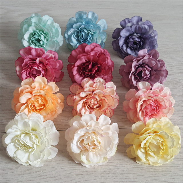 10 sztuk różowych sztucznych kwiatów z jedwabiu o średnicy 5cm do dekoracji ślubnych, bankietowych i domowych DIY - Wianko - 2
