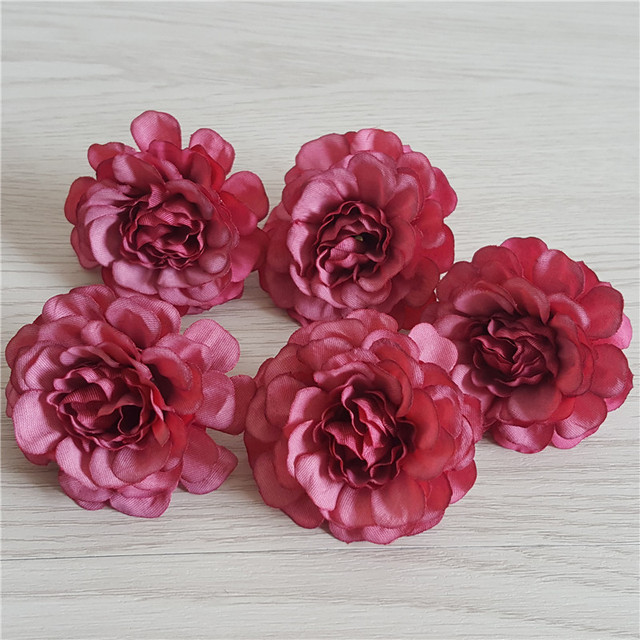 10 sztuk różowych sztucznych kwiatów z jedwabiu o średnicy 5cm do dekoracji ślubnych, bankietowych i domowych DIY - Wianko - 12