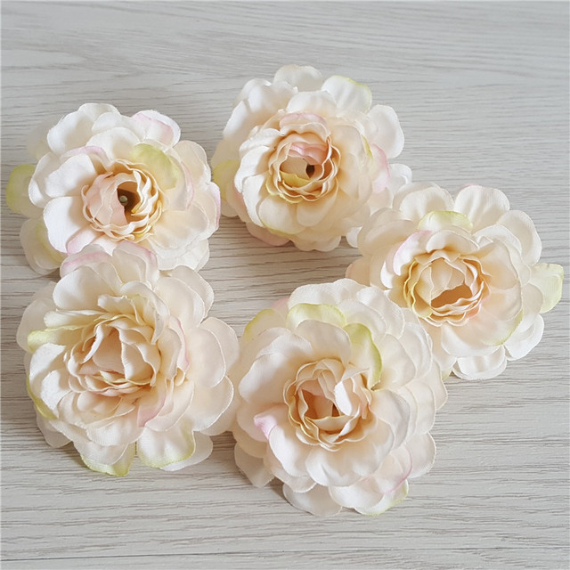 10 sztuk różowych sztucznych kwiatów z jedwabiu o średnicy 5cm do dekoracji ślubnych, bankietowych i domowych DIY - Wianko - 3