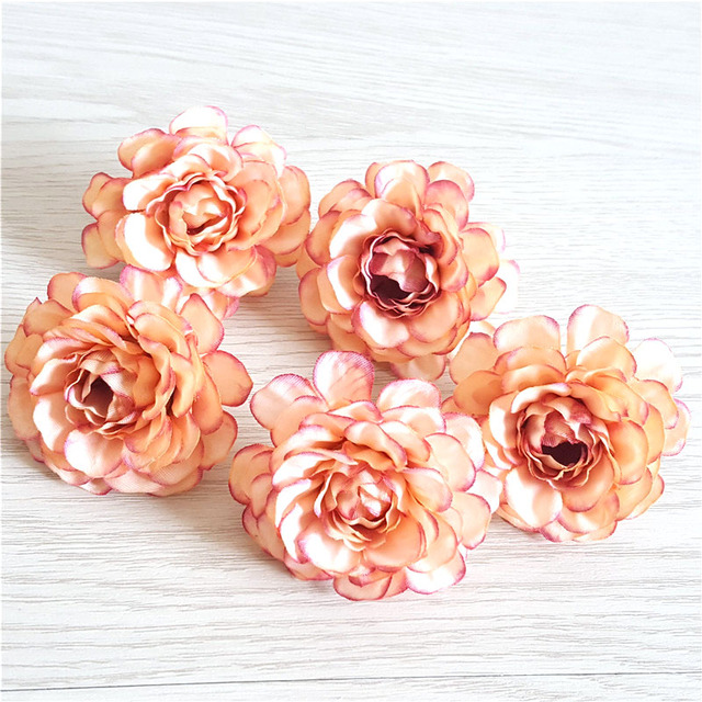 10 sztuk różowych sztucznych kwiatów z jedwabiu o średnicy 5cm do dekoracji ślubnych, bankietowych i domowych DIY - Wianko - 6