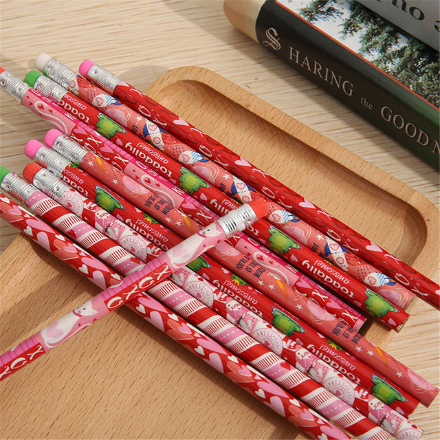 10 sztuk/partia Kawaii ołówki z gumkami w kształcie uroczych postaci dla dzieci - HB drewniane ołówki szkolne - Wianko - 6