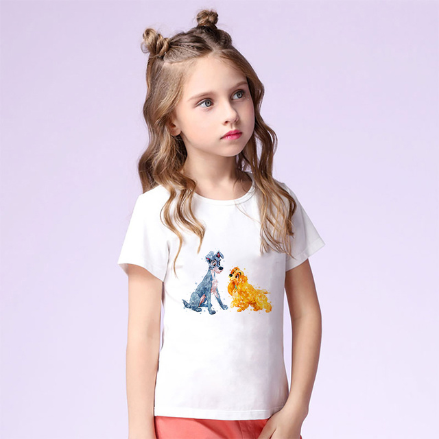 Koszulka Lady i The Tramp z nadrukiem kreskówkowym dla dzieci chłopców w lecie - Wianko - 4