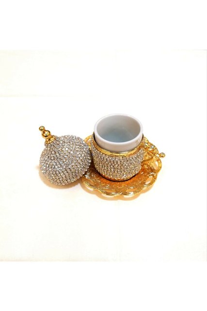 Porcelanowy zestaw filiżanek do kawy z tacy srebrnej, dla 2 osób, stylem autentycznej Turcji - Wianko - 3