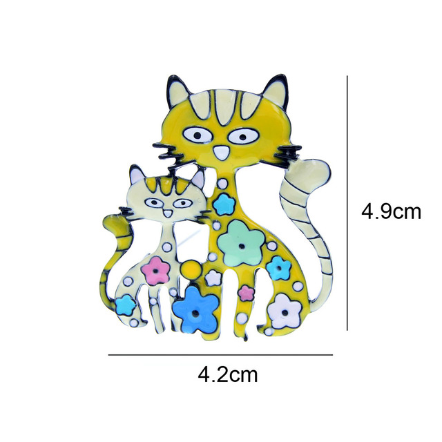Broszka CINDY XIANG z błyszczącym kwiatkiem i kotami dla kobiet - biżuteria zwierzęca 2 kolory - Wianko - 16