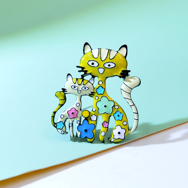 Broszka CINDY XIANG z błyszczącym kwiatkiem i kotami dla kobiet - biżuteria zwierzęca 2 kolory - Wianko - 20