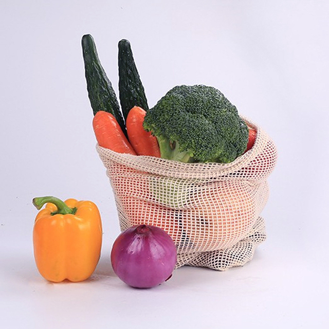 Worek przechowywania wielokrotnego użytku na owoce i warzywa, bawełniane, z sznurkiem - Wianko - 10