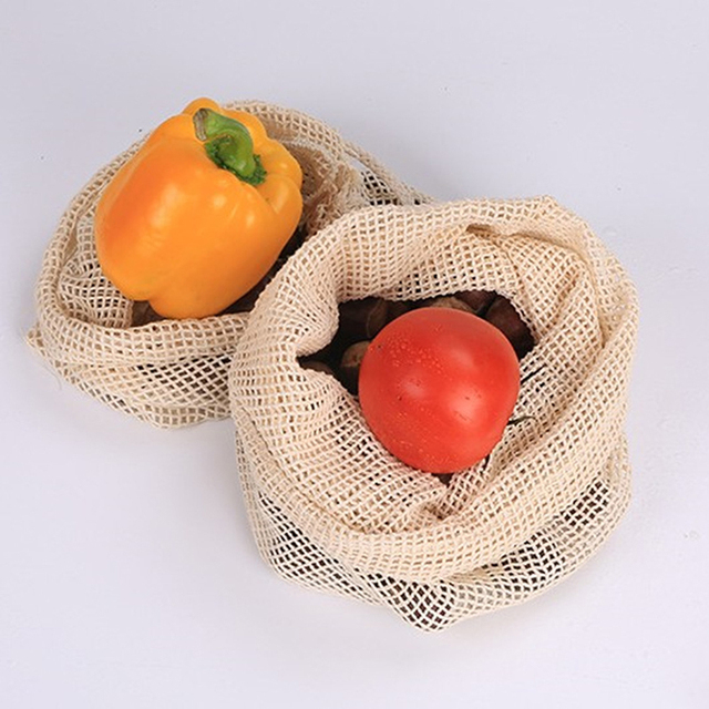 Worek przechowywania wielokrotnego użytku na owoce i warzywa, bawełniane, z sznurkiem - Wianko - 8