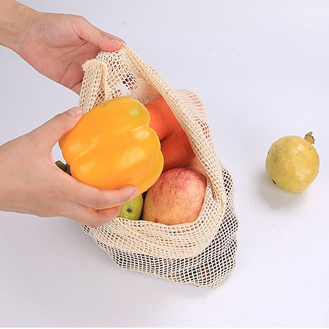 Worek przechowywania wielokrotnego użytku na owoce i warzywa, bawełniane, z sznurkiem - Wianko - 9