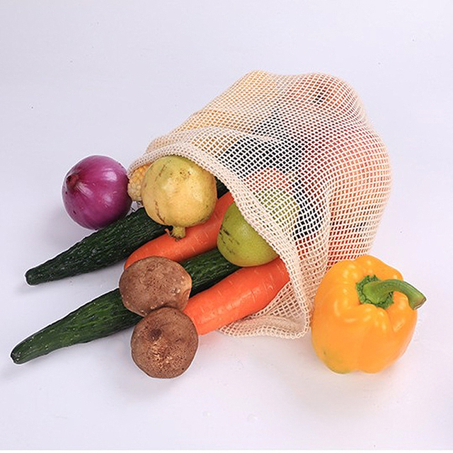 Worek przechowywania wielokrotnego użytku na owoce i warzywa, bawełniane, z sznurkiem - Wianko - 6