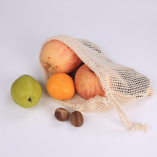 Worek przechowywania wielokrotnego użytku na owoce i warzywa, bawełniane, z sznurkiem - Wianko - 12