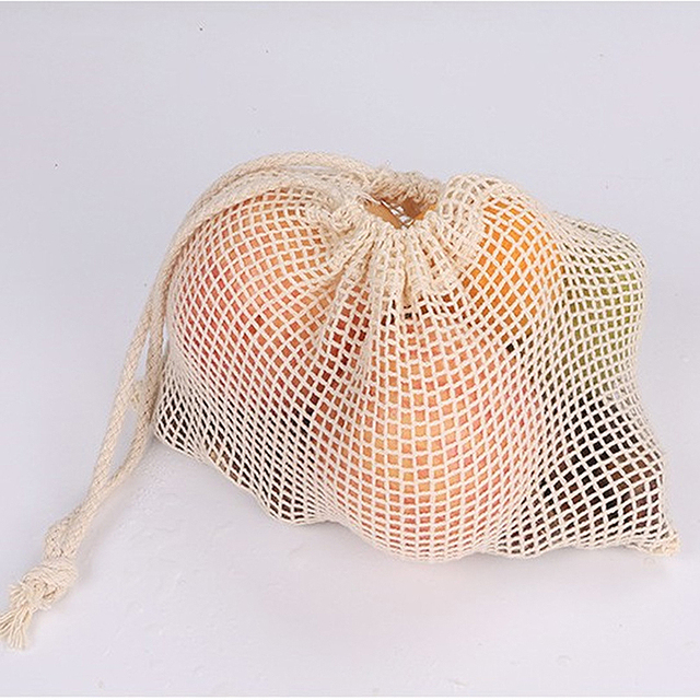 Worek przechowywania wielokrotnego użytku na owoce i warzywa, bawełniane, z sznurkiem - Wianko - 11