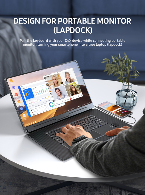 UPERFECT Bezprzewodowy Bluetooth Etui na Klawiaturę dla iPada 9.7 (2017/2018/2019/2021) z Osłoną i Stacją Dokującą dla Przenośnego Monitora 13.3/15.6 - Wianko - 6