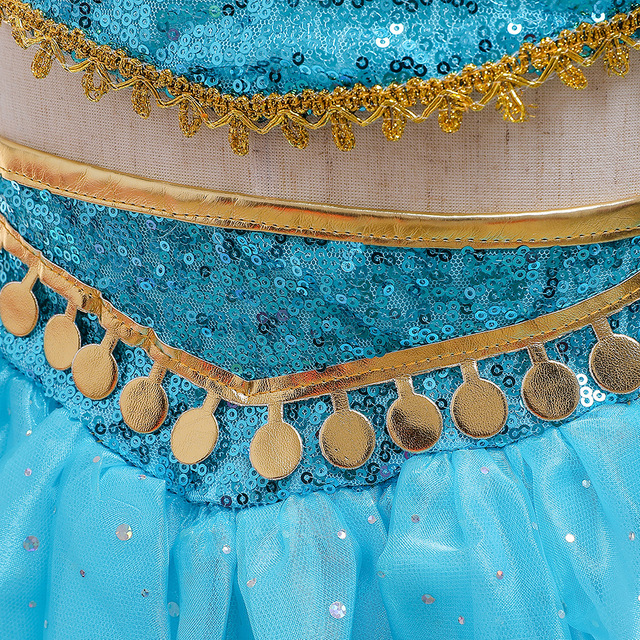 Dziecięcy kostium księżniczki Aladyna w stylu jaśminowym - niebieska i zielona sukienka na Halloween i karnawał - Wianko - 37