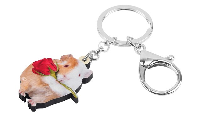 Róża świnka morska breloczek akrylowy do kluczy - dekoracja z zwierzętami dla dziewczyny lub nastolatki, prezent - Wianko - 2