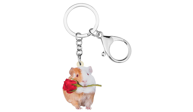 Róża świnka morska breloczek akrylowy do kluczy - dekoracja z zwierzętami dla dziewczyny lub nastolatki, prezent - Wianko - 1