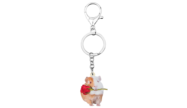 Róża świnka morska breloczek akrylowy do kluczy - dekoracja z zwierzętami dla dziewczyny lub nastolatki, prezent - Wianko - 4