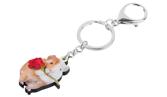 Róża świnka morska breloczek akrylowy do kluczy - dekoracja z zwierzętami dla dziewczyny lub nastolatki, prezent - Wianko - 3