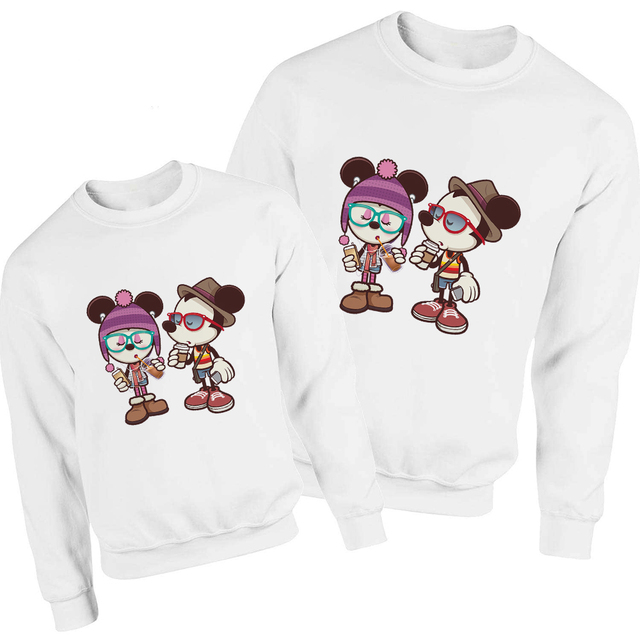 Mickey Tata Bluza Disney Podstawowy Wygląd Rodziny Harajuku Pulower Estetyka Luźna Bluza Streetwear - Wianko - 5