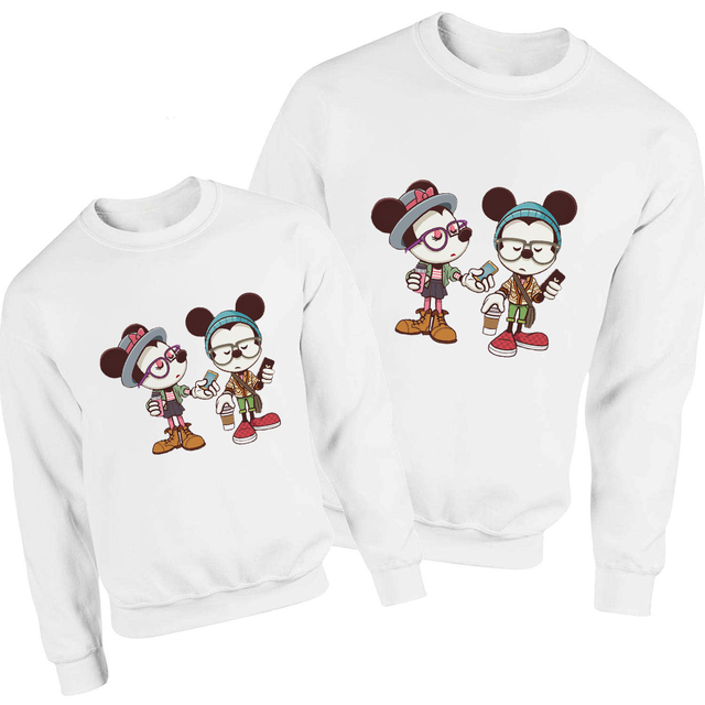 Mickey Tata Bluza Disney Podstawowy Wygląd Rodziny Harajuku Pulower Estetyka Luźna Bluza Streetwear - Wianko - 4