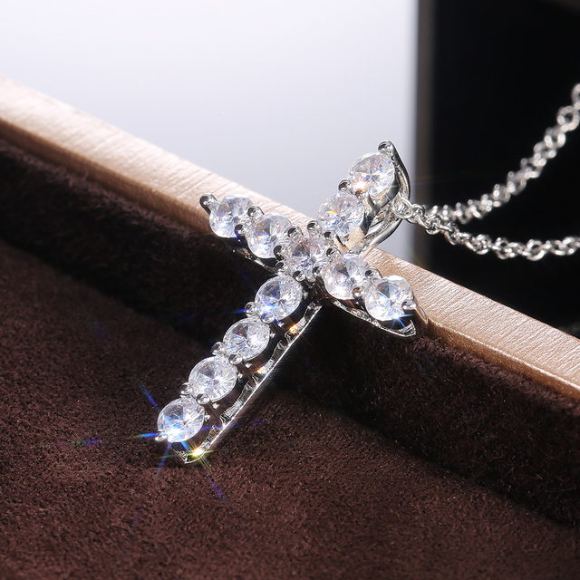 Naszyjnik luksusowy z wisiorkiem w kształcie krzyża Huitan z cyrkoniami - prezent na rocznicę dla kobiety - Wianko - 5