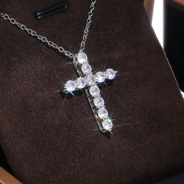 Naszyjnik luksusowy z wisiorkiem w kształcie krzyża Huitan z cyrkoniami - prezent na rocznicę dla kobiety - Wianko - 6