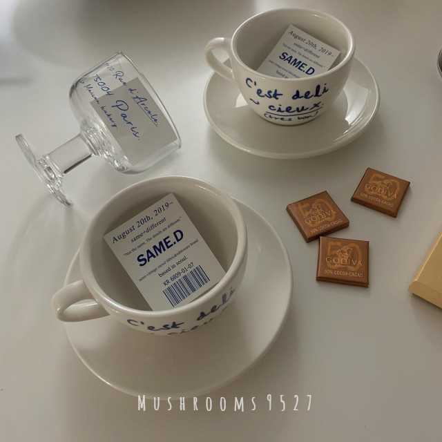 Kubek ceramiczny w koreańskim stylu ze spodkiem, niebieska litera, retro romantyczny kubek kawy do mleka - Wianko - 11