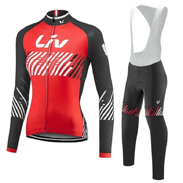 Damska zimowa termiczna koszulka kolarska LIV 2018 + spodnie rowerowe - zestaw mężczyźni Ropa Ciclismo - Wianko - 4