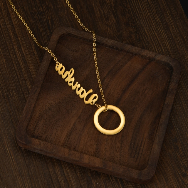 Naszyjnik okrągły kryształ cyrkon dla kobiet z personalizowaną tabliczką znamionową - Wianko - 9