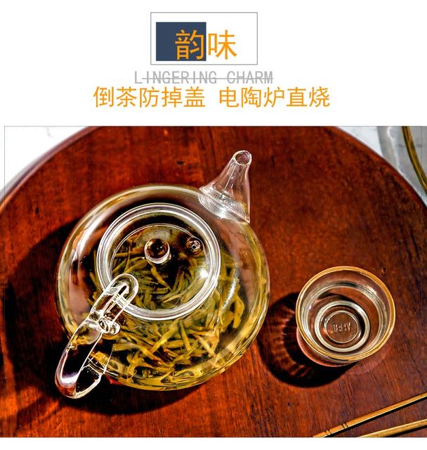 Szklany imbryk do herbaty Kung Fu z filtrem siatkowym i odpornością na wysokie temperatury - bezołowiowy garnek na herbatę kwiatową - Wianko - 7