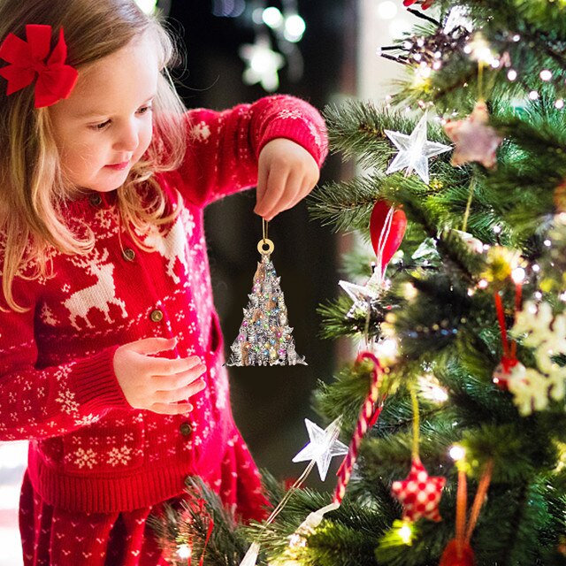 Drewniany Bożonarodzeniowy Wiszący Ornament Dekoracyjny w kształcie drzewa - Prezenty Świąteczne 2021 - Wianko - 57